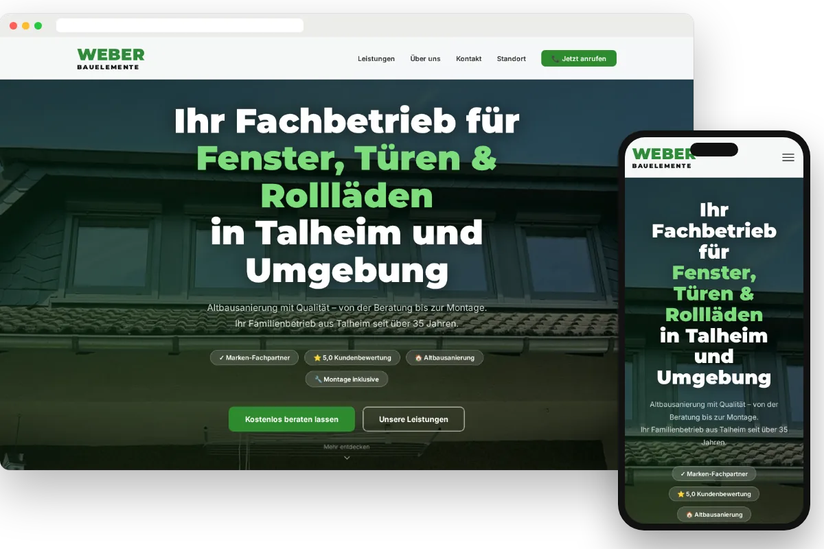 Entwurf für einen Fachbetrieb für Fenster, Türen und Rollläden