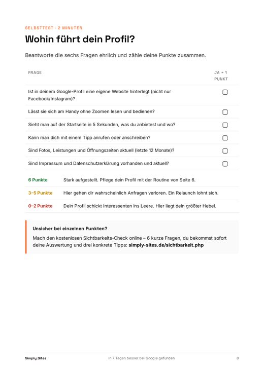 Leseprobe Seite 8: Selbsttest